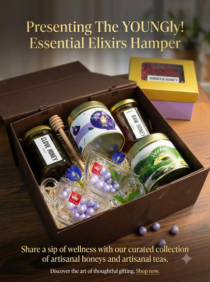 Younglyf Essential Elixirs Wellness Gift Hamper – Premium Artisanal Honey & Herbal Tea Set