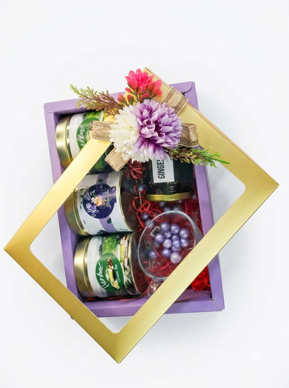 Premium Wellness Tea & Honey Gift Hamper – Herbal Green Tea, Blue Tea, Ginger Honey & Glass Mug Set in Luxury Box