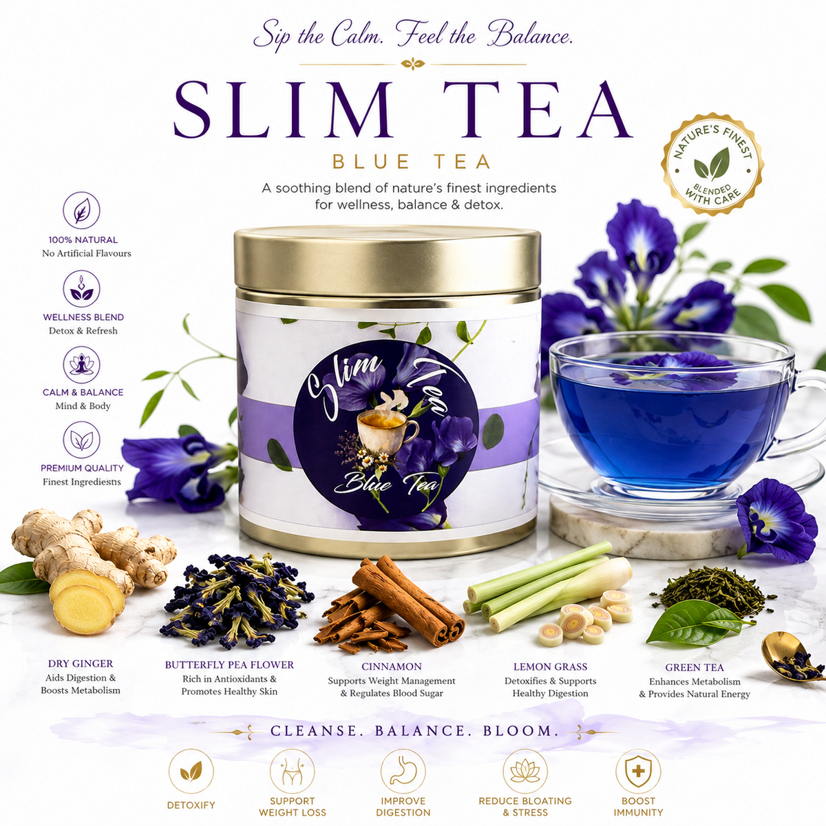 Younglyf Herbal Blue Tea | 100% Caffeine-Free Butterfly Pea