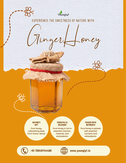Younglyf Ginger Infused Honey - 300ml | Natural Immunity Booster